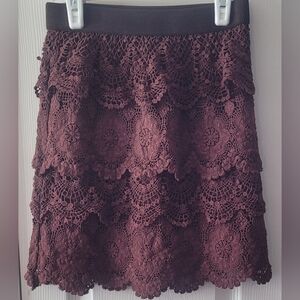 Elegant Lace Women's Skirt in Rich Brown By ORIGAMI